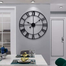 Large Wall Clock, Modern Decorative Clock With Metal Retro Design And Roman Numeral Clock, Silent Operation For Living Room Bedroom Kitchen Office Sch