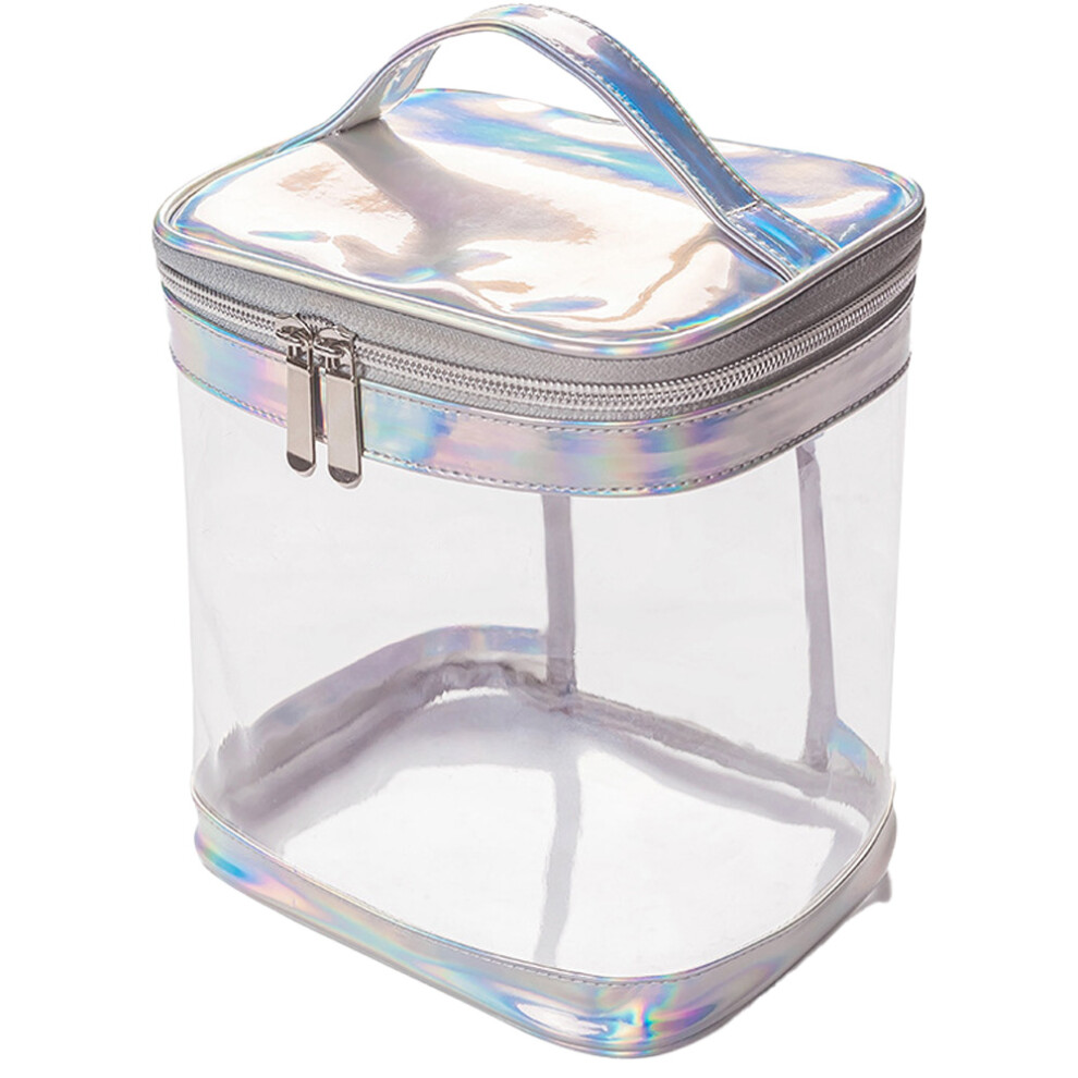 Cosmetic Toiletry Bag, Zipper Waterproof Transparent Design Multipurpose Storage, Portable Makeup Bag With Handle for Easy Transport TSA Compliant Tra