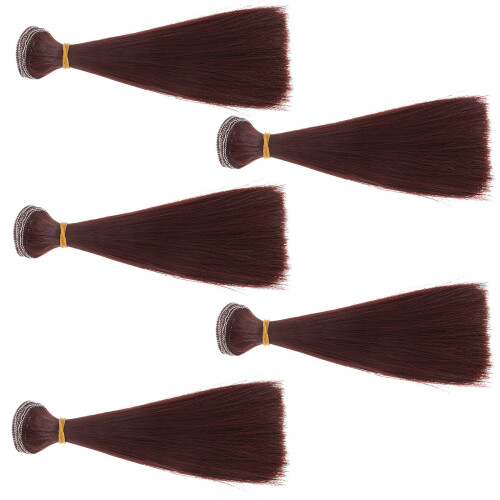 10Ud Pelucas Marrones Para Muñecas Con Liso Y Flexible