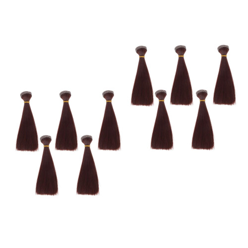 10Ud Pelucas Marrones Para Muñecas Con Liso Y Flexible 1