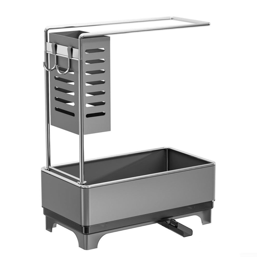 Kitchen Sink Organizer With Sponge Holder, Soap Dispenser And Towel Bar For Space Saving Gray 9189345154478