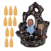 Ideal Gift Backflow Incense Burner, Lifelike Carving Ceramic Incense Waterfall For Meditation And Home Decor, Natural Crystals Stone With Healing Prop