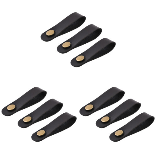 9Pièces Fixation Guitare Cuir Noir Compatible Ukulélé Et Basse 1