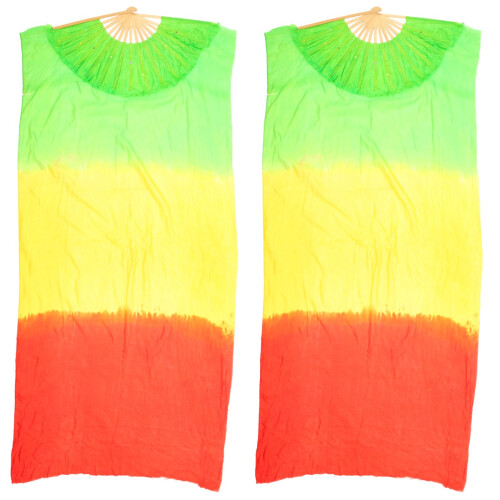 2Pcs Folding Silk Fan for Dance Multi Color Long Fan for Belly Dance 1