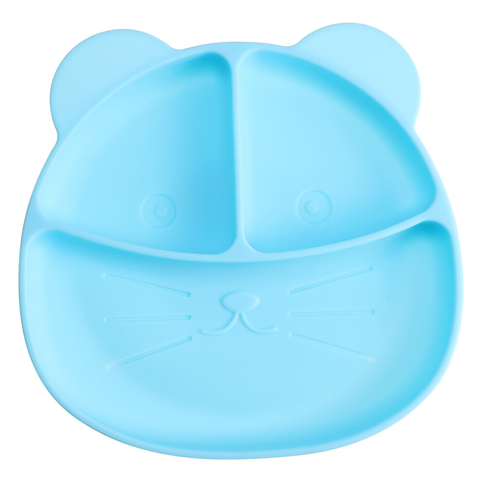 3Pcs Silicone Toddler Plates Non-Slip Suction Baby Feeding Dishes Blue Villcase