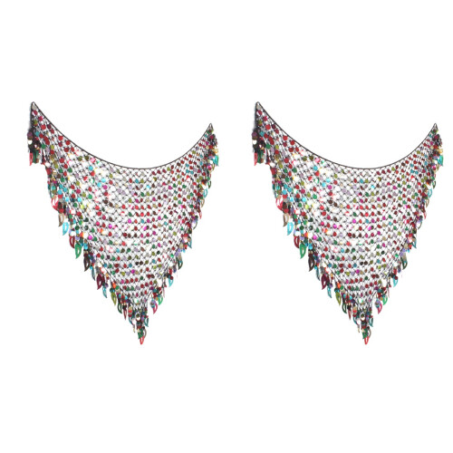 2Pcs Multi Color Belly Dance Hip Skirts Sequin Wraps for Dancing 1
