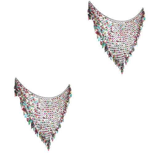 2Pcs Multi Color Belly Dance Hip Skirts Sequin Wraps for Dancing 2