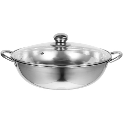 2Pcs Stainless Steel Hotpot Pot Home Thickened Silver Cookware