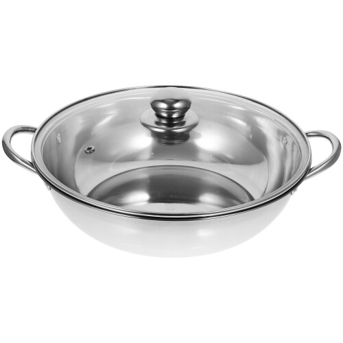 2Pcs Stainless Steel Hotpot Pot Home Thickened Silver Cookware 1