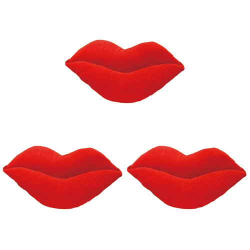 3Pcs Plush Red Lips Throw Pillows Soft Sofa Cushions Cozy Home Decor 1