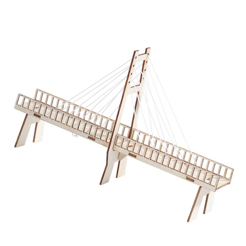2Pcs Wooden DIY Cable-Stayed Bridge Model Kids Educational Physics Toy 1
