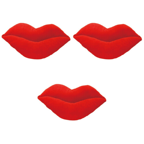 3Pcs Plush Red Lips Throw Pillows Soft Sofa Cushions Cozy Home Decor 2