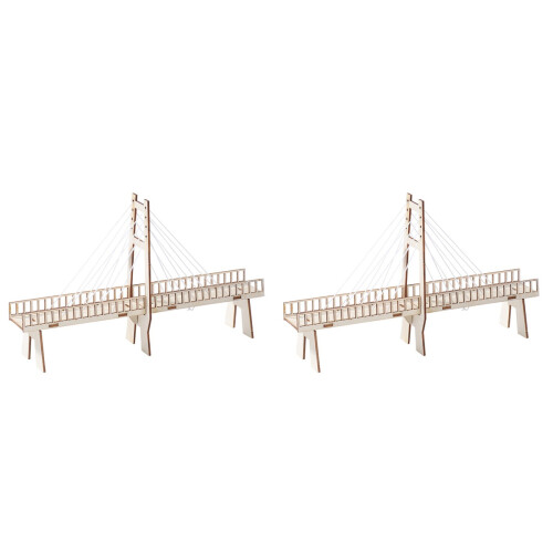 2Pcs Wooden DIY Cable-Stayed Bridge Model Kids Educational Physics Toy 2