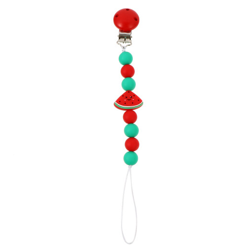 1Pc Red Baby Teether Chain Silicone Holder Safe Infant Clip