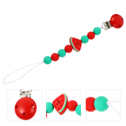 1Pc Red Baby Teether Chain Silicone Holder Safe Infant Clip 1