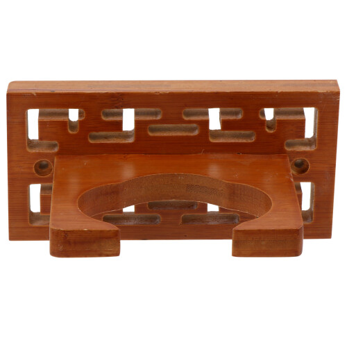 2Pcs Compact Wooden Cucurbit Flute Storage Rack Brown Wall Shelf 1