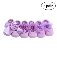 3Pairs Soft Breathable Non-Slip Purple Socks for Baby and Kids Safety