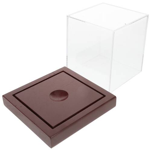 2Pcs Baseball Display Case with Wooden Base Clear Acrylic Storage Box 1
