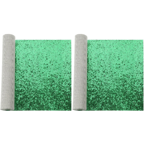 2Pz Tessuto PU Glitter Verde Per , Cucito E Decorazioni 1