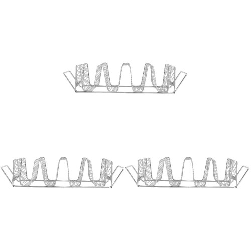 3Pz Taco Holder Acciaio Stand Pancake Argento Resistente Per Casa 1