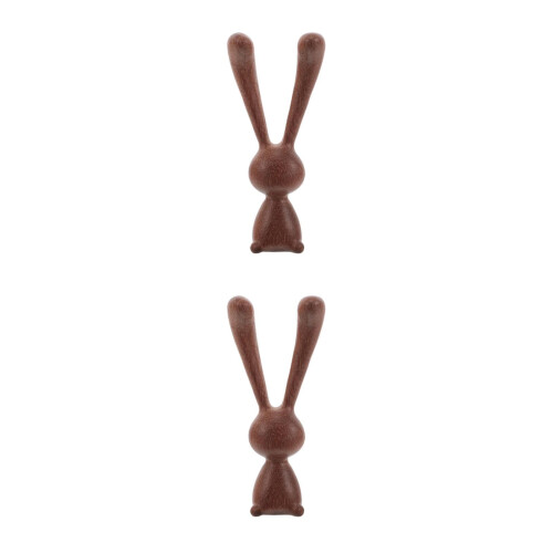 2Pcs Compact Handmade Wooden Bunny Ornaments for Easter Decoration 2