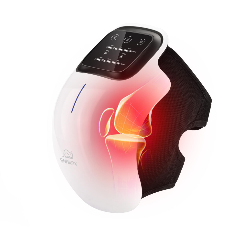 White Heated Knee Massager For Pain Relief With Adjustable Vibration And Cordless Heat Therapy