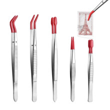 Craft Tweezers Stainless Steel Straight for Precision Control Jewelry Electronics Beauty Red