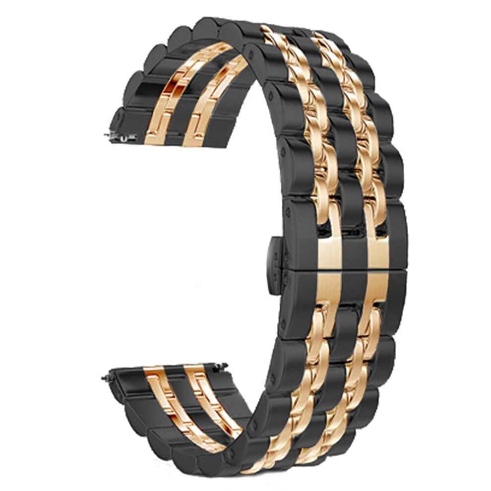 Stainless Steel Strap, Quickrelease For 22Mm Butterfly Buckle (Black Rose Gold) Black,Gold 9412369347978