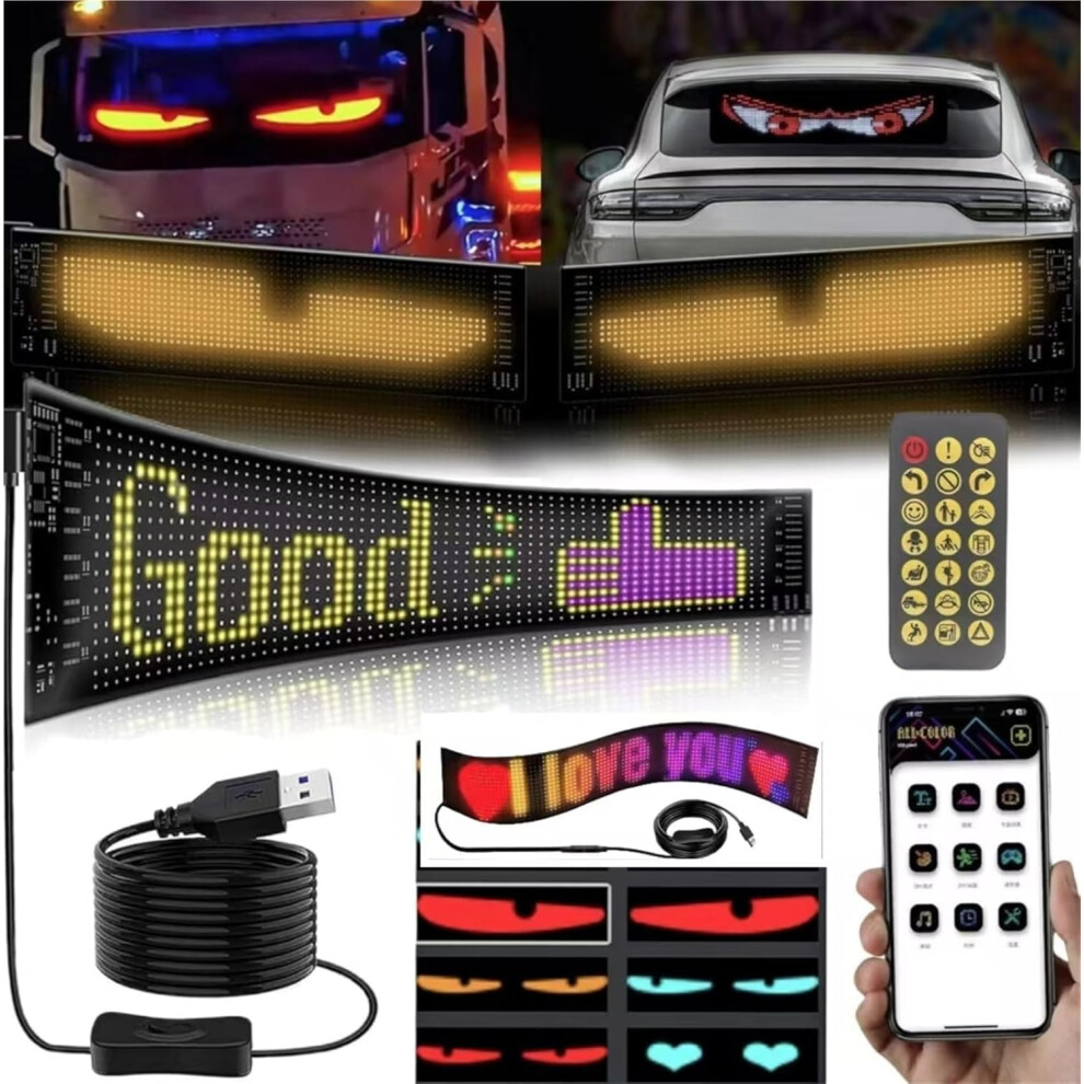 Devil Eyes Led For Truck And Car Dynamic Smart Flexible Scoreboard, Bluetooth App Control, Diy Texts And Graphics (12 X 59.5 Cm) 9412369348531