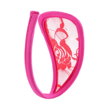 Steplength sexy lacetrim underwear women Gstring pantyhose lingerie hot pink onesize