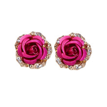 2Stk Rose Ohrhänger in Alloy Mit Strassbesetztem Design
