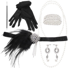 2Sets 1920Er Damen Accessoires Set Mit Perlen Fascinator