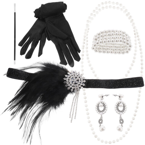 2Sets 1920Er Damen Accessoires Set Mit Perlen Fascinator