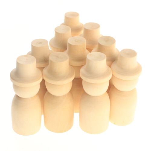60Ud Muñecas Peg De Madera Sin Acabado Para Manualidades Beige 2