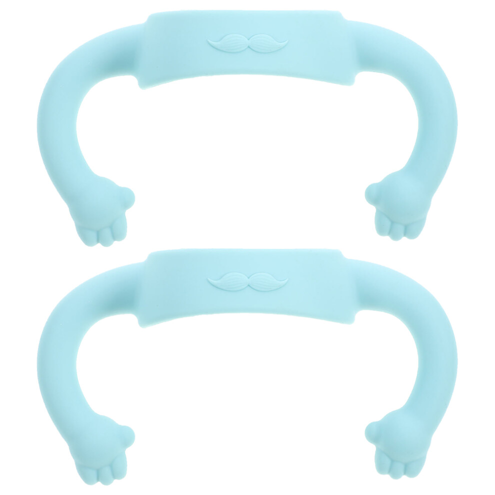 4Pcs Silicone Infant Bottle Handles Sky- Baby Feeding Bottle Grips Blue Ohphcall