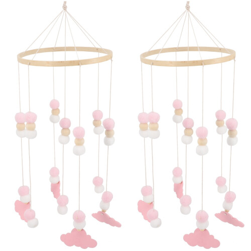 2Pcs Hanging Wind Chime Mobile with Colorful Felt Balls 1