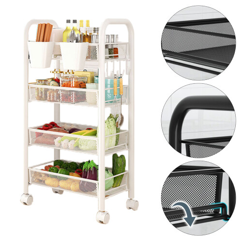 Support de rangement de cuisine Compact en-Blanc à 4 niveaux