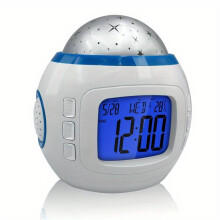 Harmony Haven Alarm Clock, Music Projection Alarm Clock with Precise Temperature Display, Timeless Companion for Your Nightly Rituals (White)