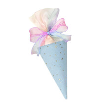 Handmade Fabric Ice Cream Cone with Ribbon Bowknot Party-Blue