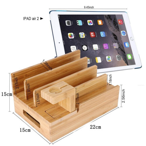 Οικολογικό-κομψό Bamboo Charging Haven, Επιτραπέζιο Organizer με Μαγνητική Βάση και Ευρύχωρο 1