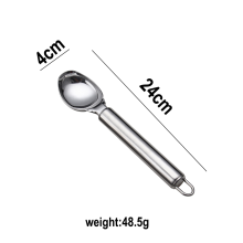Frugtske i rustfrit stål, ergonomisk design for nem håndtering, holdbar non-stick overflade, uundværlig til is og desserter