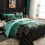 Marbled Stripes Geometric Bedding, Gold Accents Plush Look for a Modern Style, 2-Piece Microfiber Material Queen Size Set, Hexagonal Pattern Gradient 4