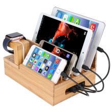 Ladeorganizer aus Bambus, universell kompatible iWatch-Ladestation mit intelligenter Schnellladefunktion, umweltfreundlich für mehrere Geräte