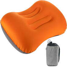Ultraleichtes, komprimierbares, aufblasbares Campingkissen, ergonomisches Design für Nacken- und Lendenwirbelstütze, einstellbarer Härtegrad,