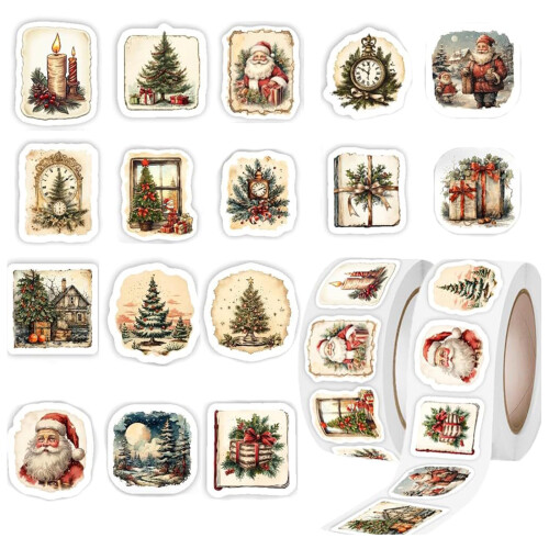 1000 Stück Weihnachtsverpackungsetiketten, selbstklebendes