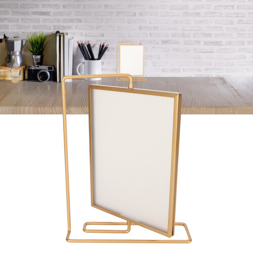 Y5578 Double-Sided Gold Metal Rotating Photo Frame, Rectangular, 565g