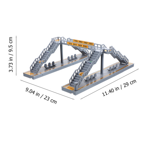 2Sets Durable Grey Footbridge Building Model for Sand Table Ornament 2