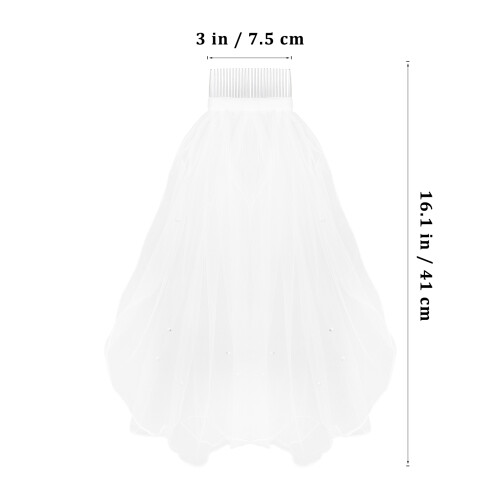 3Pcs Short Wedding Veils White Tulle Comfortable Comb for Bride 1