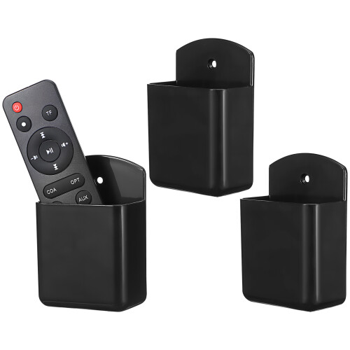 15Pcs Black TV Remote Holder Wall Mount with Pen Storage, Space-Saving 1