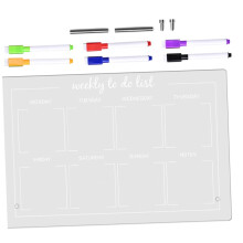 1 Piece Transparent Acrylic Memo Board Reusable Writing Board with Pens and Push Pins for Office Home and School Easy to Wipe and Clean